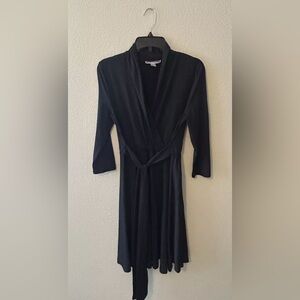 By Design Women’s Long Sleeve Midi Dress With Waist Tie In Black Size Small NWOT